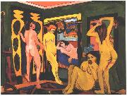 Ernst Ludwig Kirchner Bathing women in a room oil painting artist